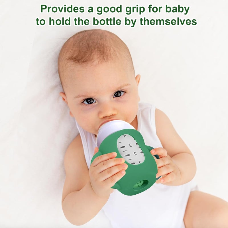 Juome Silicone Sleeves with Handles for Avent Natural Glass Baby Bottle - 3 Pack Anti Breakage Holder for Phillips Avent Baby Bottles, Compatible with Philips Avent Anti Colic Baby Bottles 4 oz - Image 3